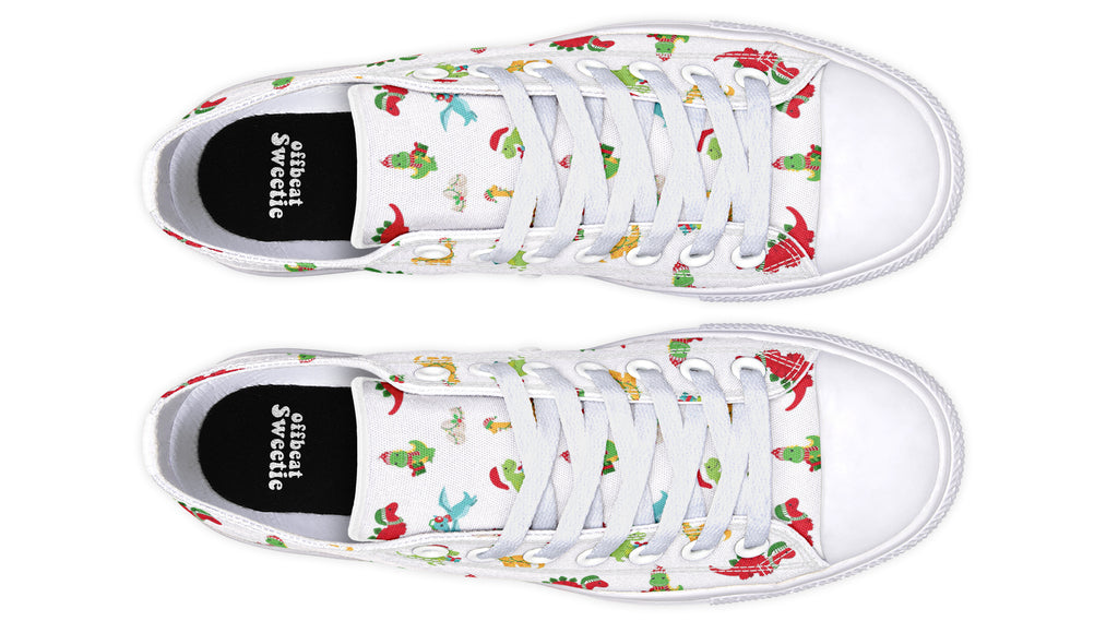 Dino Christmas Low Tops - Offbeat Sweetie