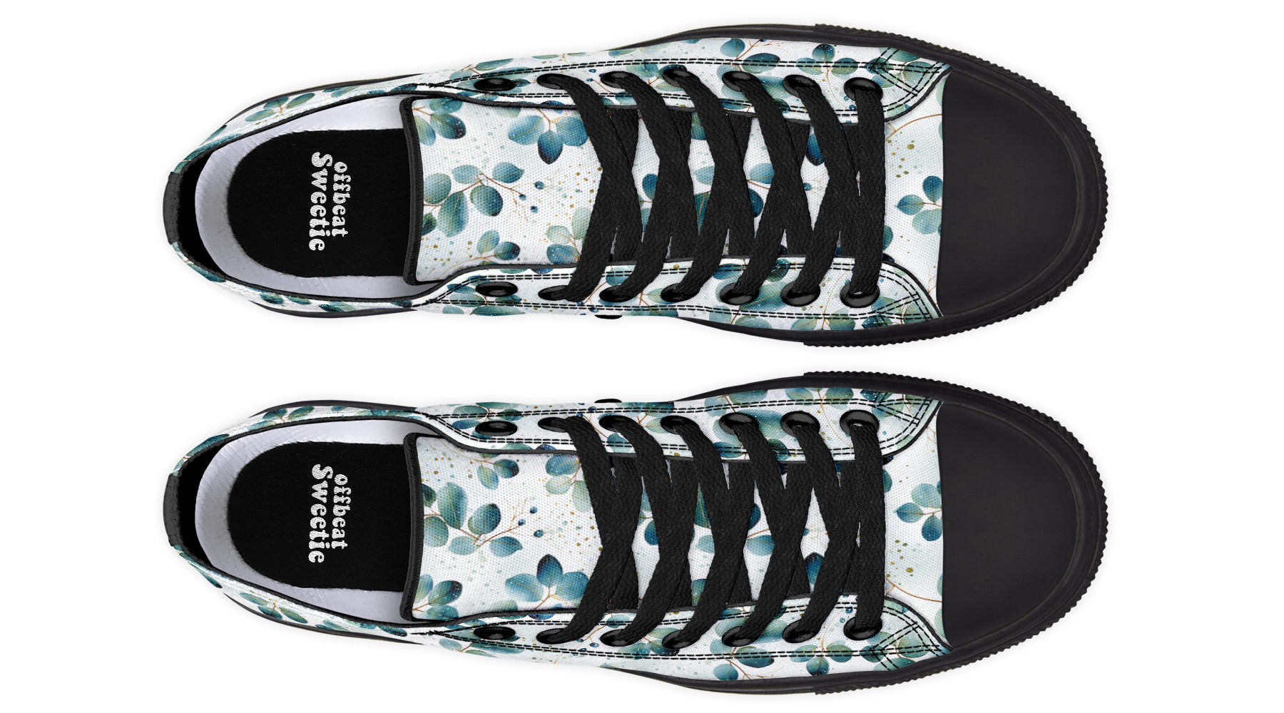 Eucalyptus Leaves Low Tops - Offbeat Sweetie