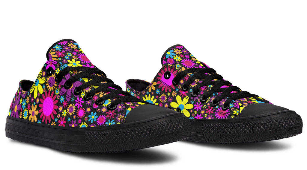 Funky Retro Flowers Low Tops - Offbeat Sweetie