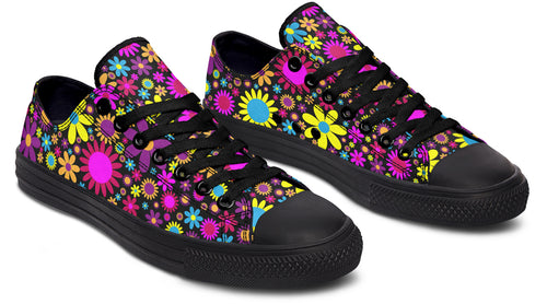 Funky Retro Flowers Low Tops - Offbeat Sweetie