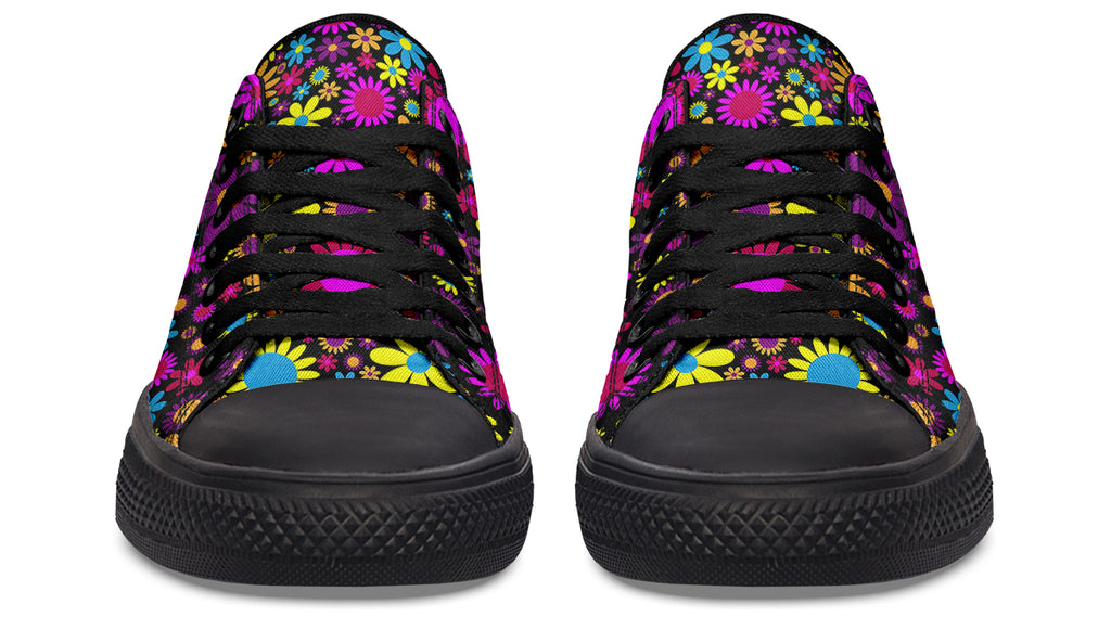 Funky Retro Flowers Low Tops - Offbeat Sweetie