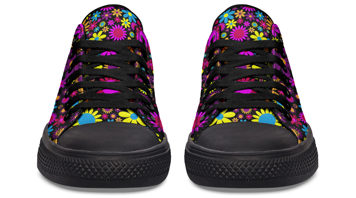 Funky Retro Flowers Low Tops - Offbeat Sweetie