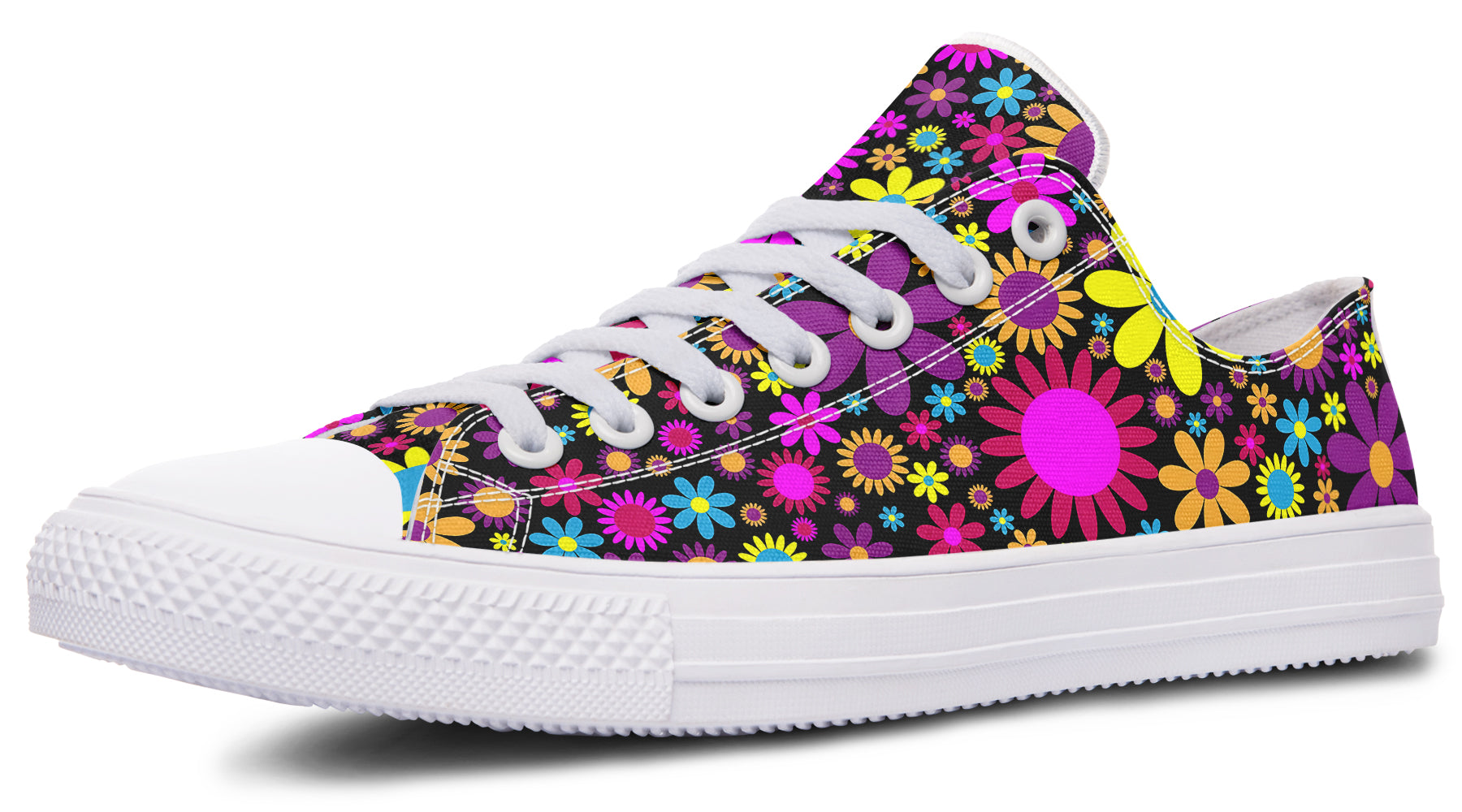 Funky Retro Flowers Low Tops - Offbeat Sweetie