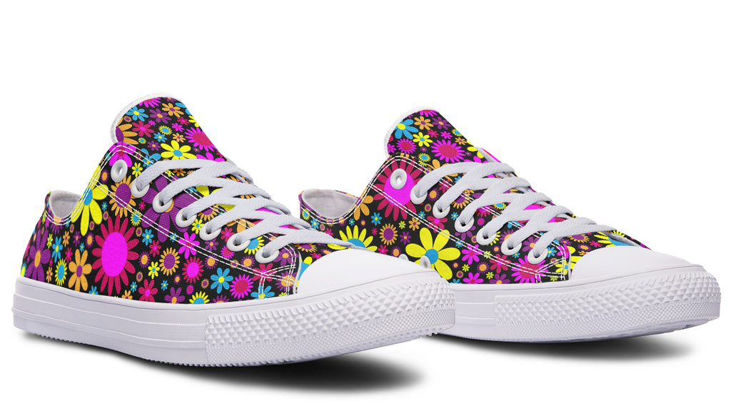 Funky Retro Flowers Low Tops - Offbeat Sweetie