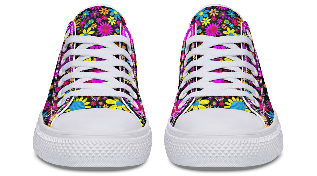 Funky Retro Flowers Low Tops - Offbeat Sweetie