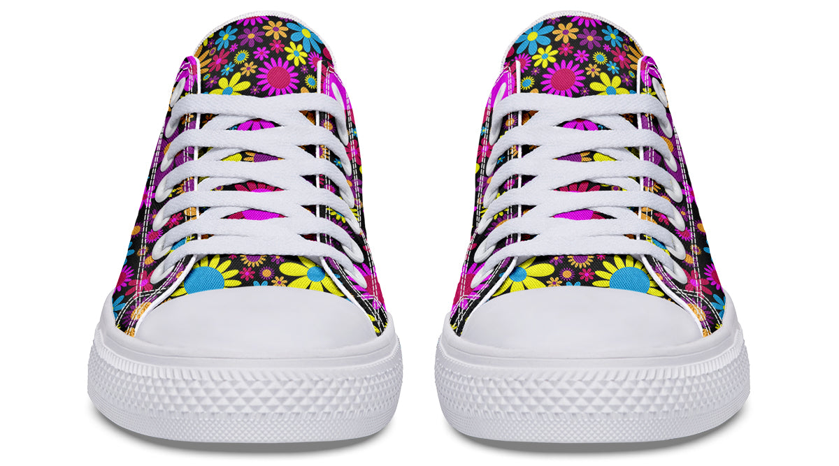 Funky Retro Flowers Low Tops - Offbeat Sweetie