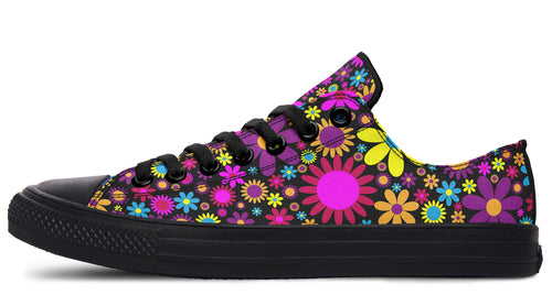 Funky Retro Flowers Low Tops - Offbeat Sweetie