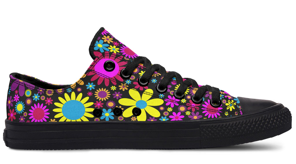 Funky Retro Flowers Low Tops - Offbeat Sweetie