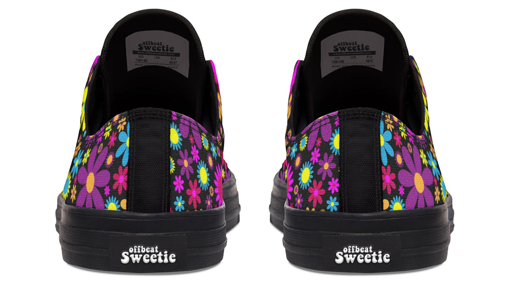Funky Retro Flowers Low Tops - Offbeat Sweetie