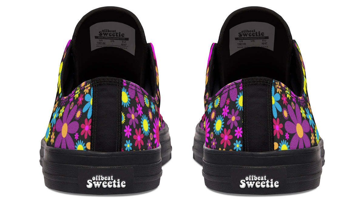 Funky Retro Flowers Low Tops - Offbeat Sweetie