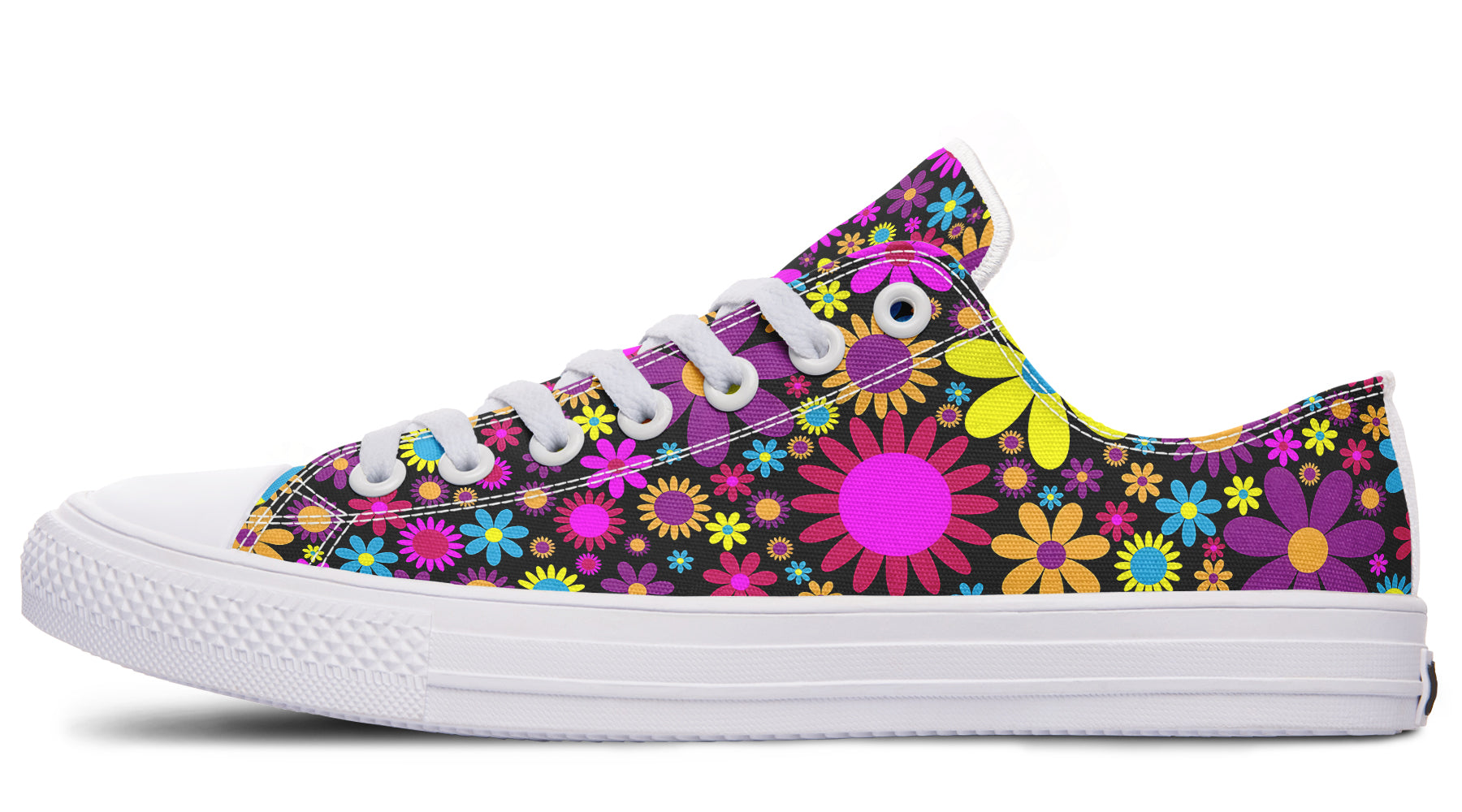 Funky Retro Flowers Low Tops - Offbeat Sweetie