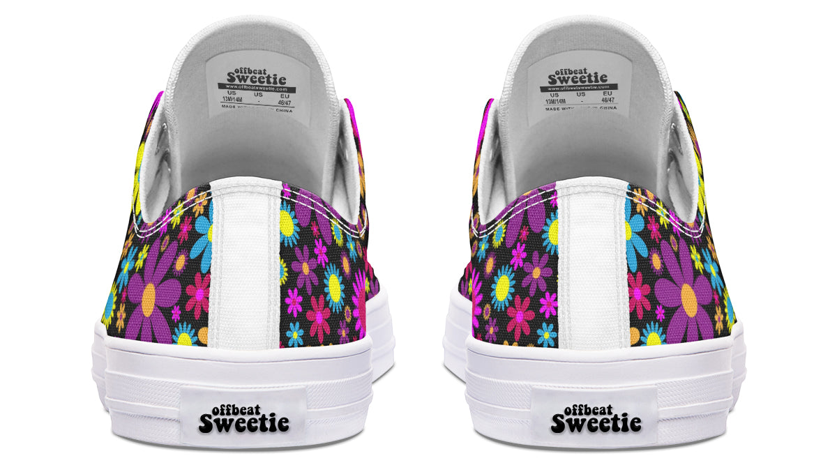 Funky Retro Flowers Low Tops - Offbeat Sweetie