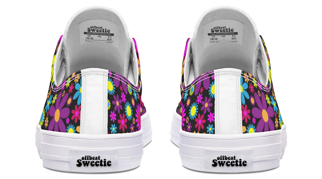 Funky Retro Flowers Low Tops (Wide)