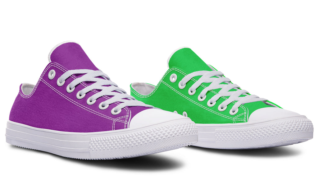 Green And Purple Mismatched Low Tops - Offbeat Sweetie