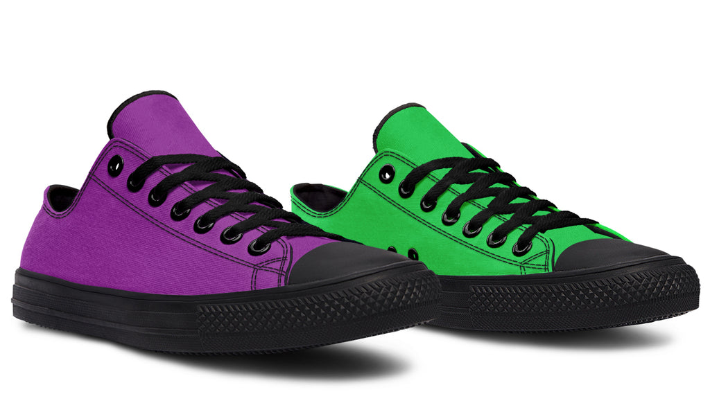 Green And Purple Mismatched Low Tops (Wide)
