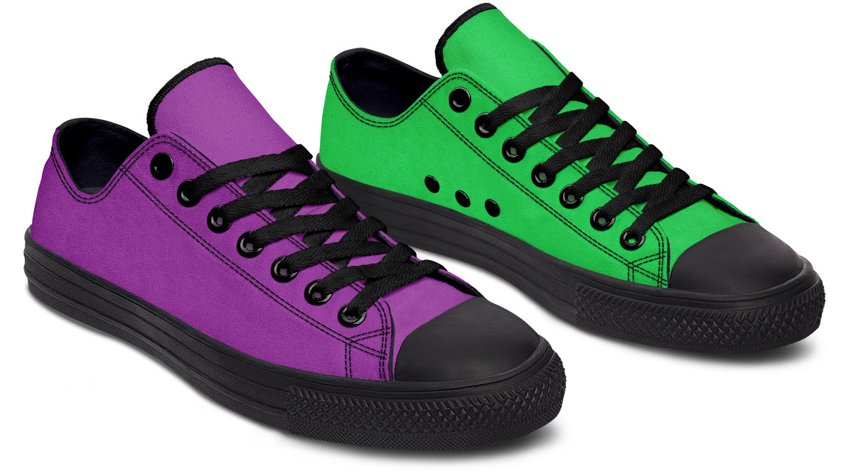 Green And Purple Mismatched Low Tops (Wide)