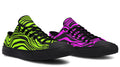 Green and Fuchsia Mismatched Neon Zebra Low Tops (Wide)