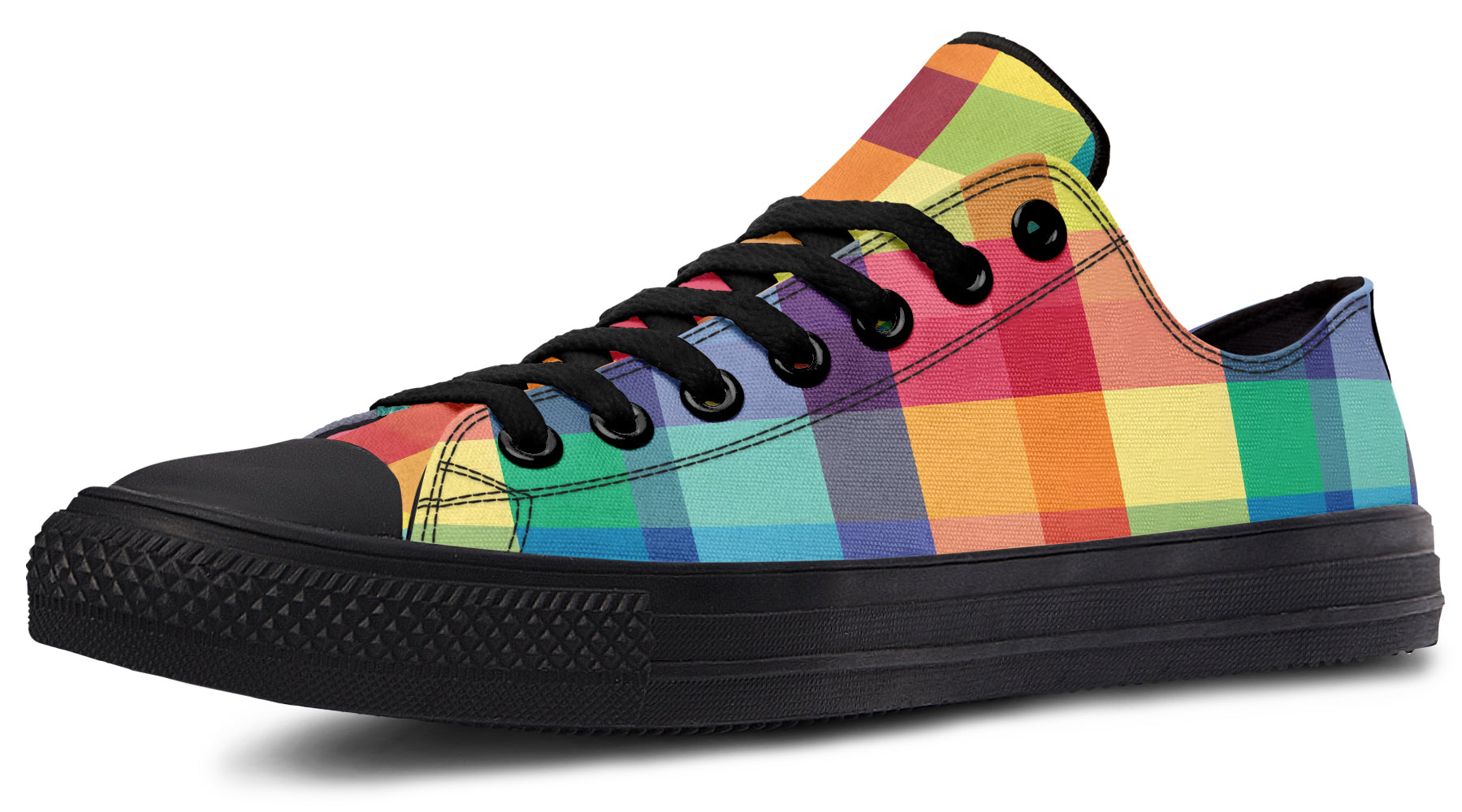 Happy Rainbow Plaid Low Tops