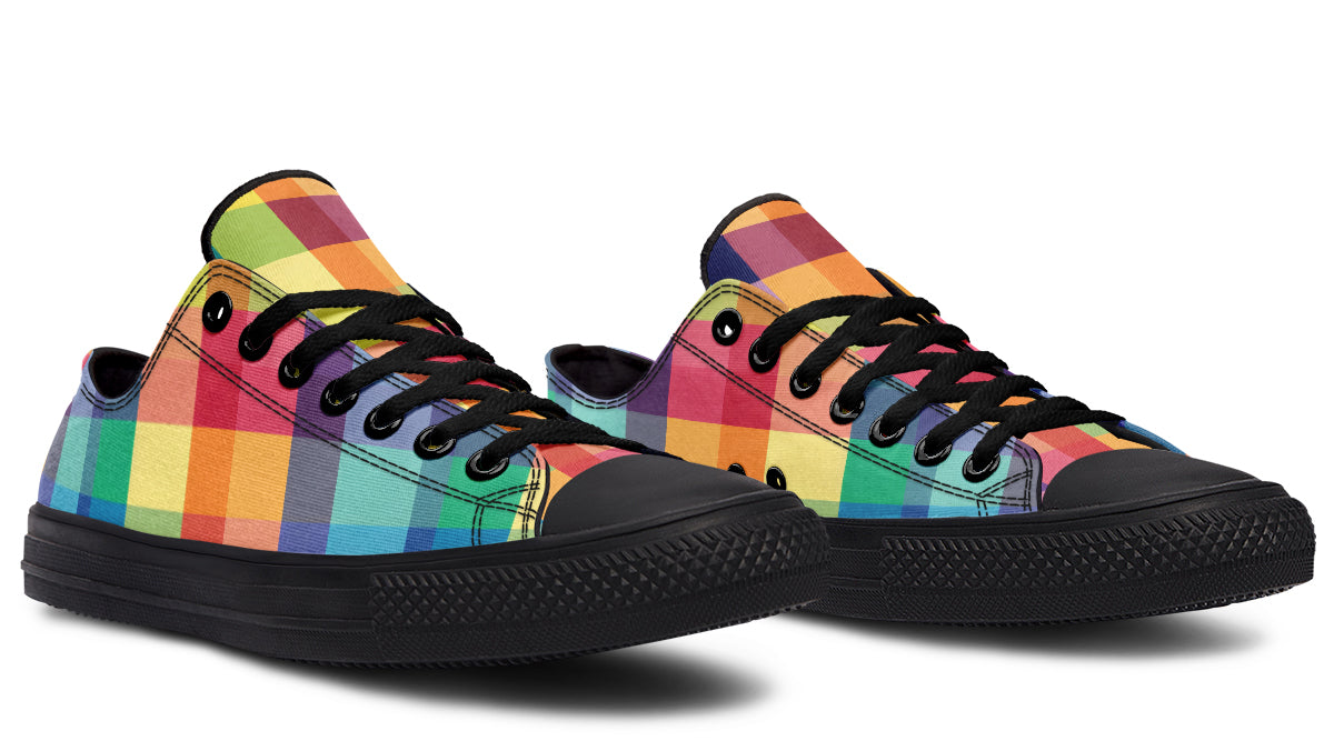 Happy Rainbow Plaid Low Tops