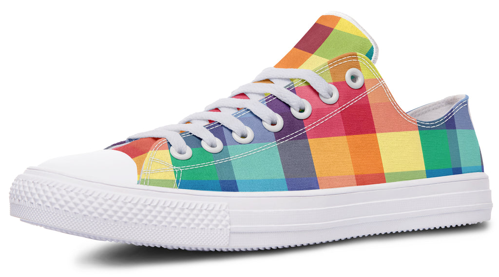 Happy Rainbow Plaid Low Tops