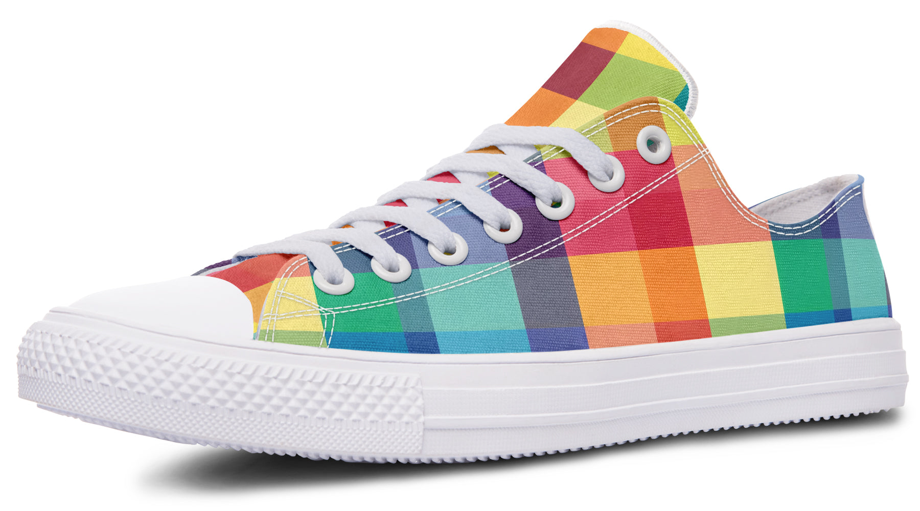 Happy Rainbow Plaid Low Tops
