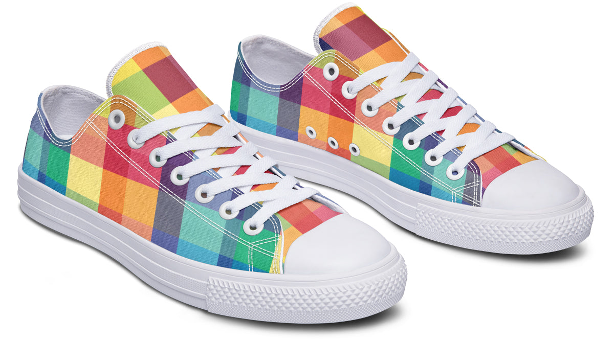 Happy Rainbow Plaid Low Tops