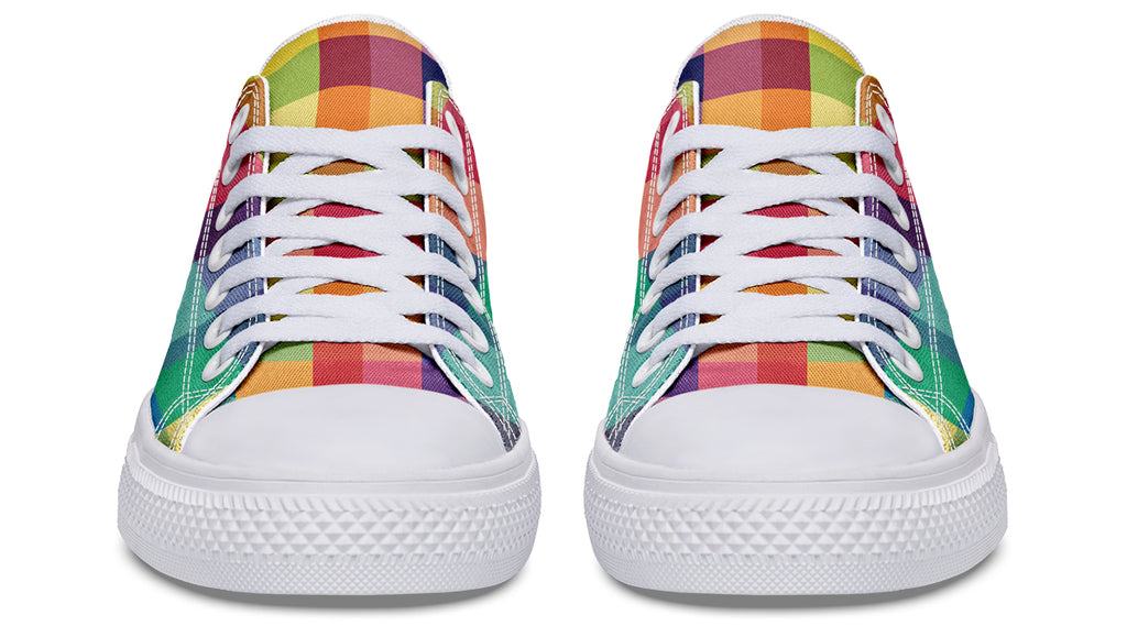 Happy Rainbow Plaid Low Tops