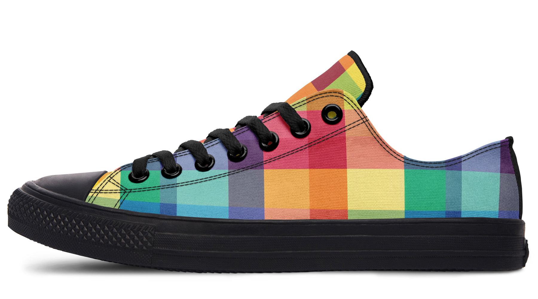 Happy Rainbow Plaid Low Tops