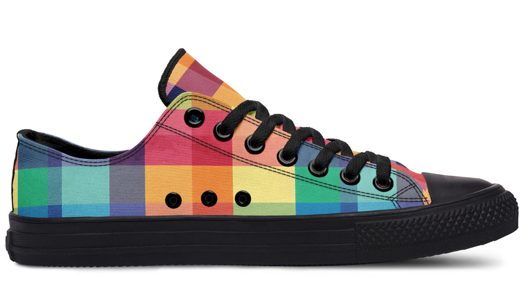 Happy Rainbow Plaid Low Tops
