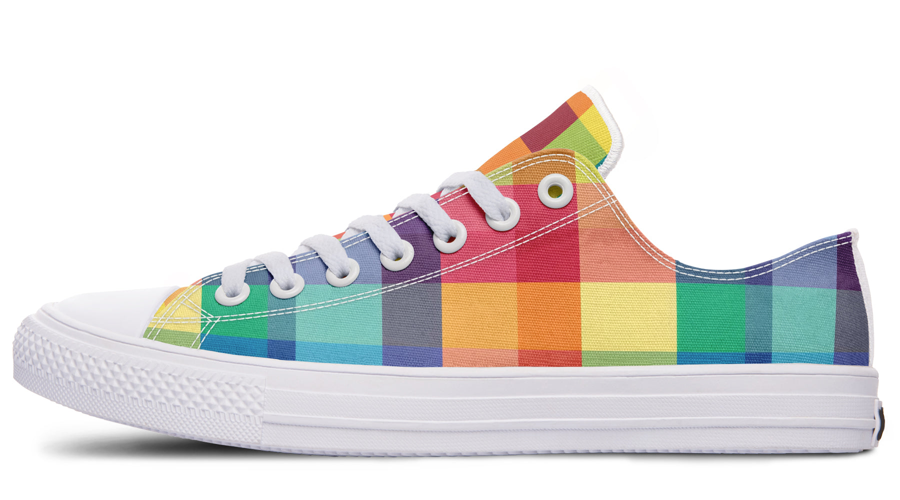 Happy Rainbow Plaid Low Tops