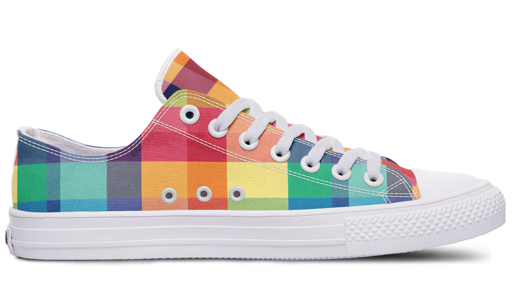 Happy Rainbow Plaid Low Tops