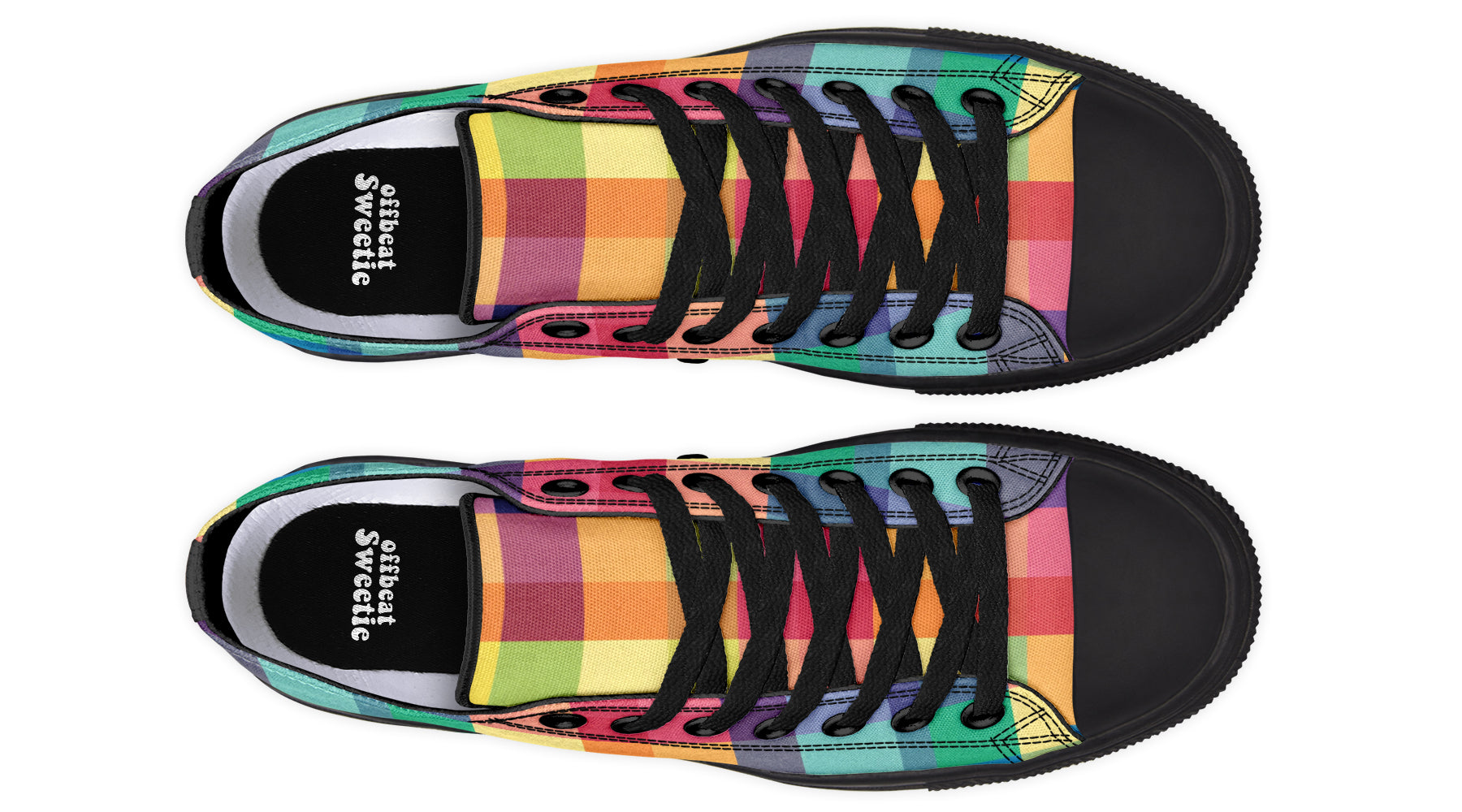 Happy Rainbow Plaid Low Tops