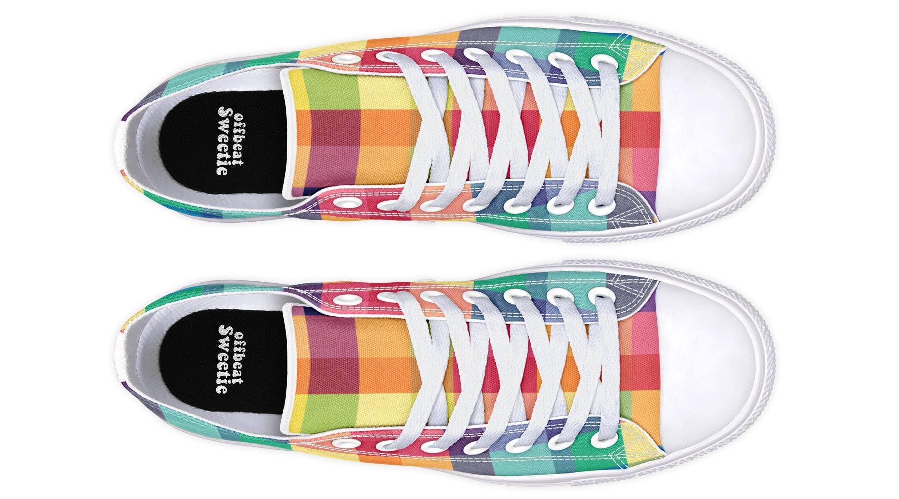 Happy Rainbow Plaid Low Tops
