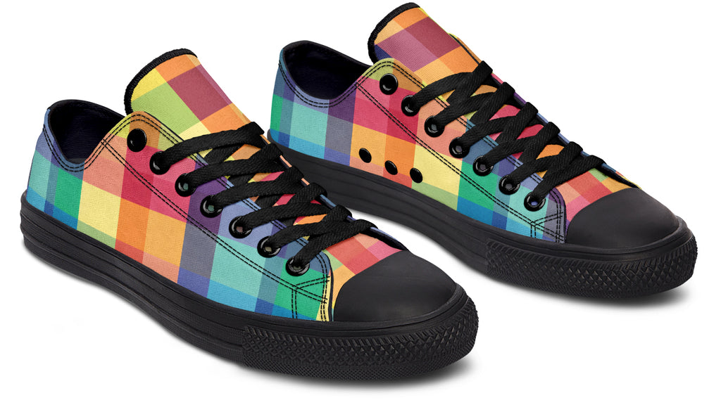 Happy Rainbow Plaid Low Tops (Wide)