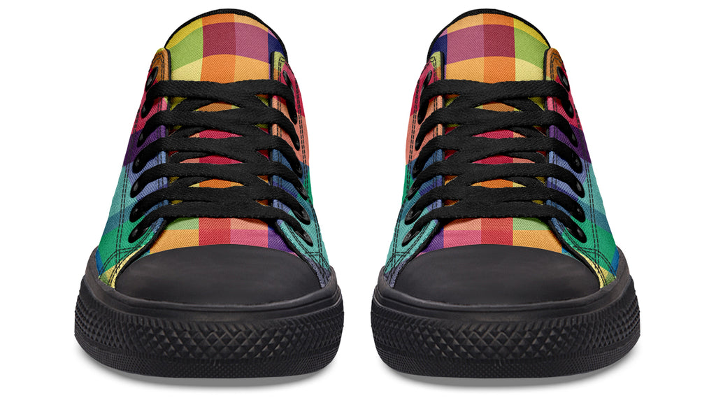 Happy Rainbow Plaid Low Tops (Wide)