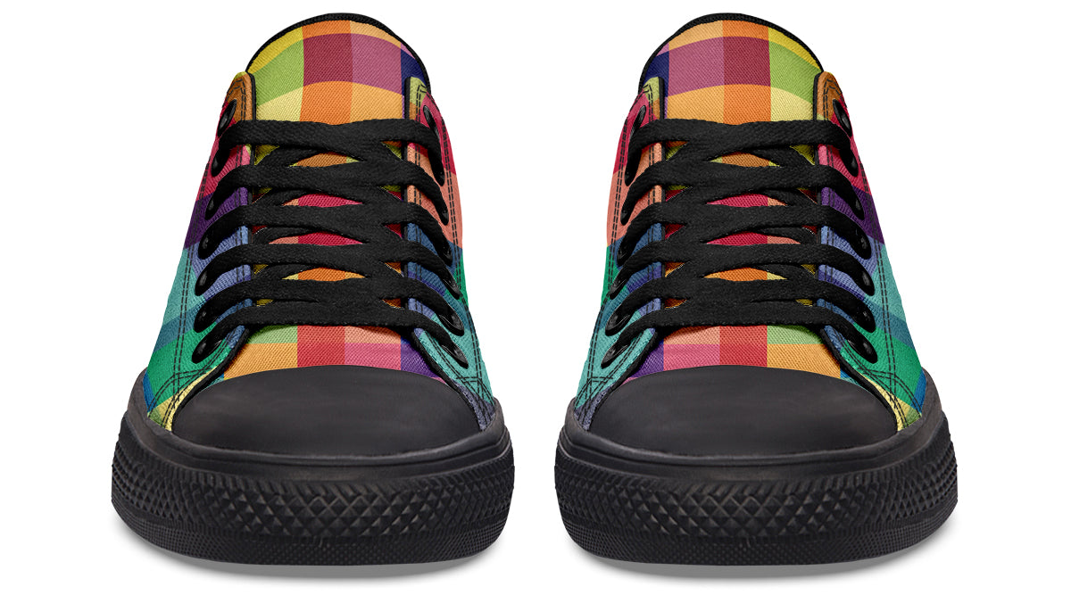 Happy Rainbow Plaid Low Tops (Wide)