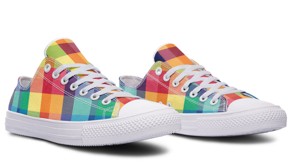 Happy Rainbow Plaid Low Tops (Wide)