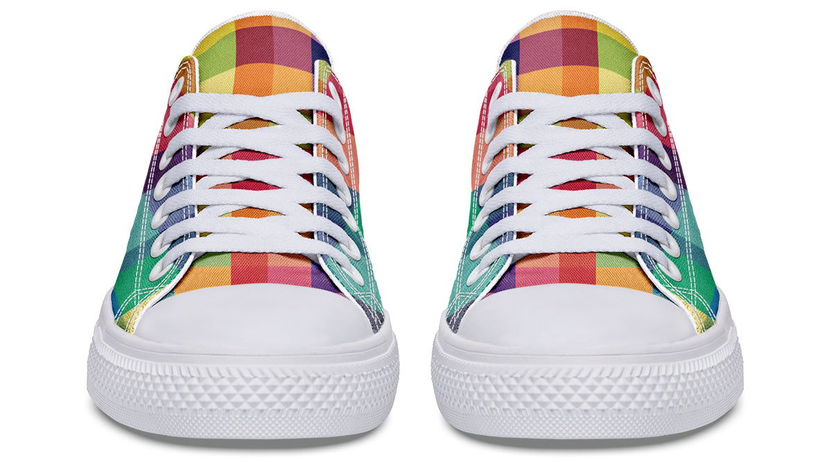 Happy Rainbow Plaid Low Tops (Wide)