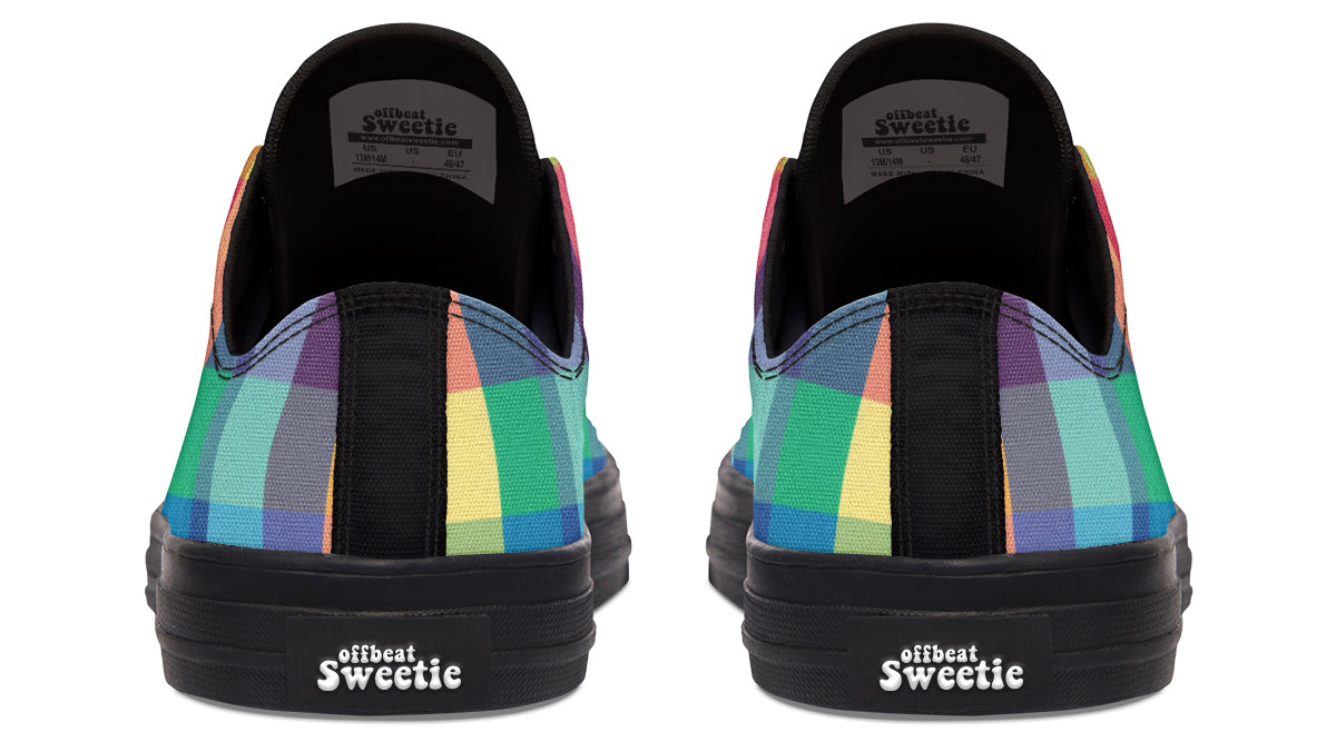 Happy Rainbow Plaid Low Tops (Wide)