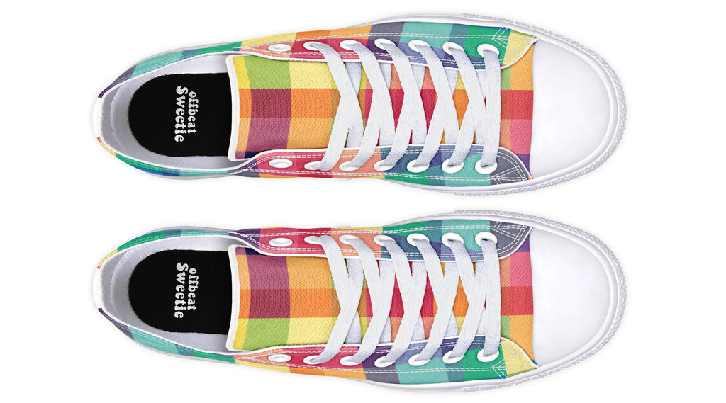 Happy Rainbow Plaid Low Tops (Wide)