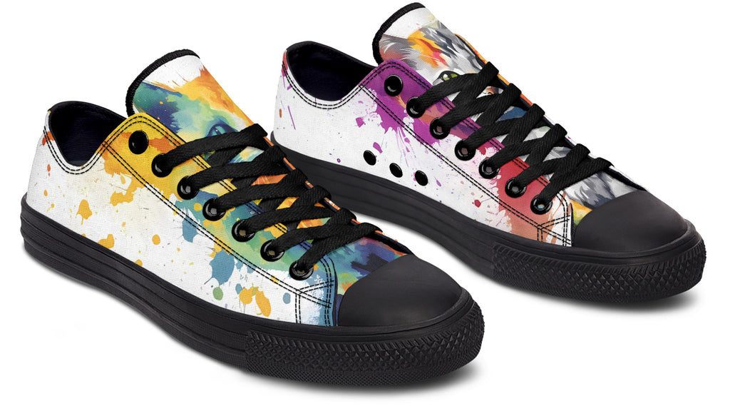 Kitty On My Foot Low Tops - Offbeat Sweetie