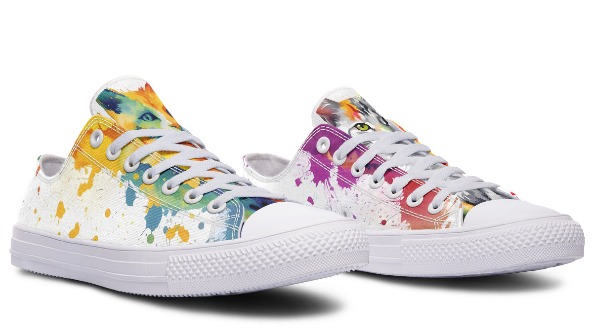 Kitty On My Foot Low Tops - Offbeat Sweetie