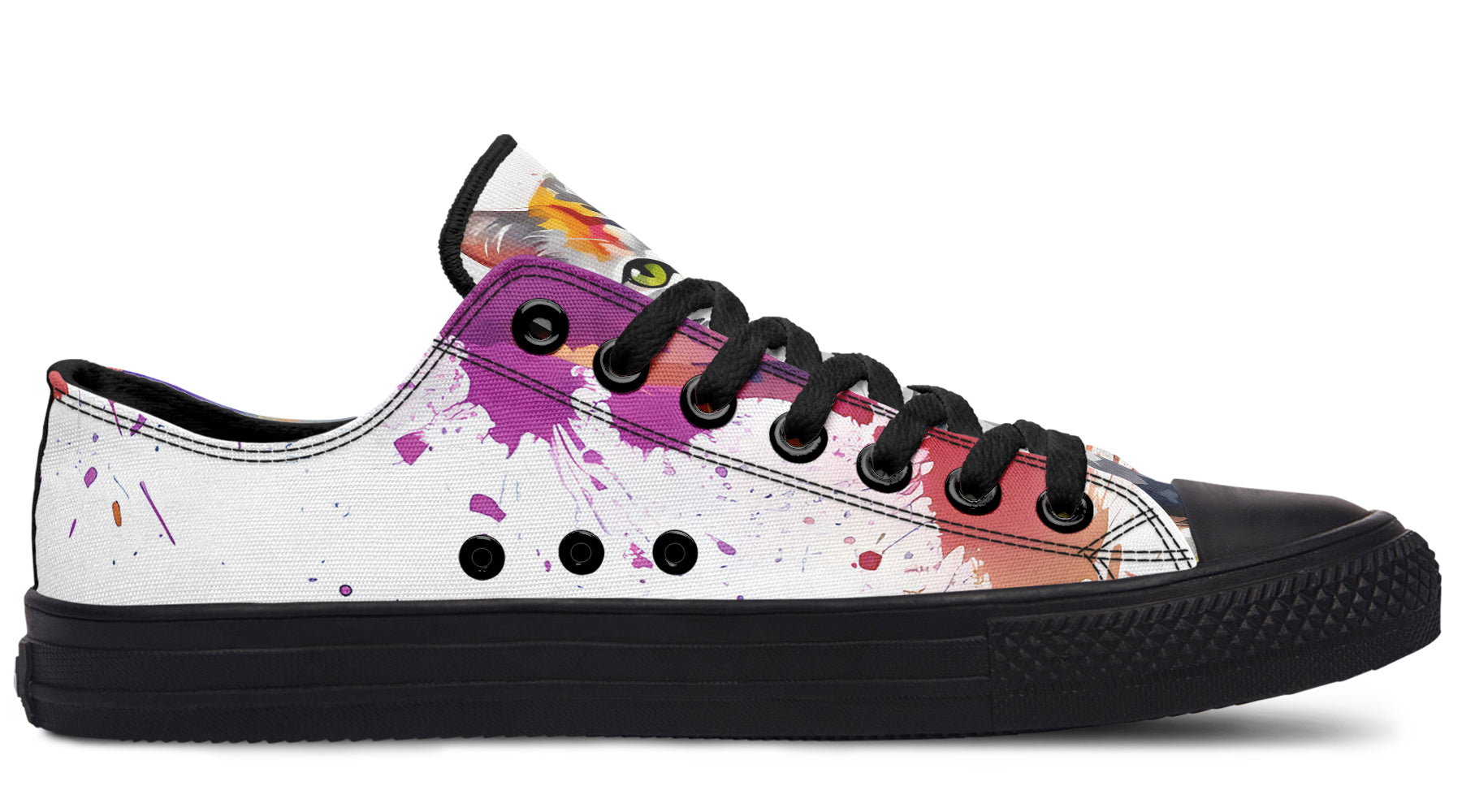 Kitty On My Foot Low Tops - Offbeat Sweetie