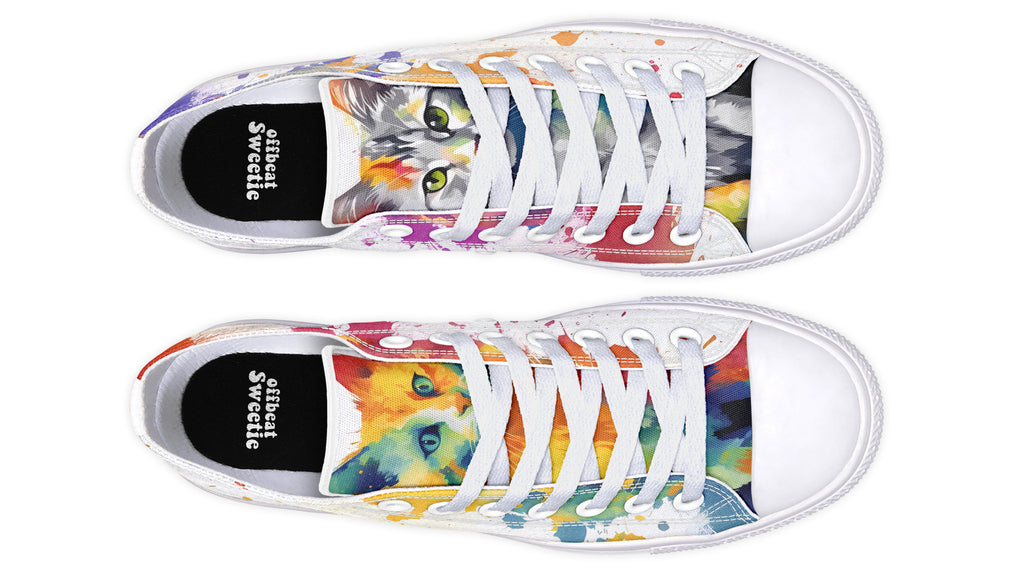 Kitty On My Foot Low Tops - Offbeat Sweetie