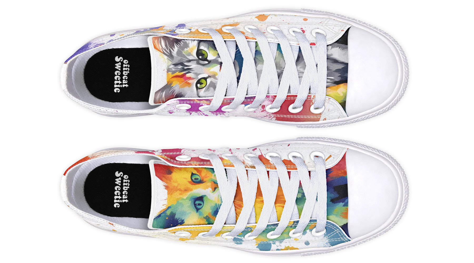 Kitty On My Foot Low Tops - Offbeat Sweetie