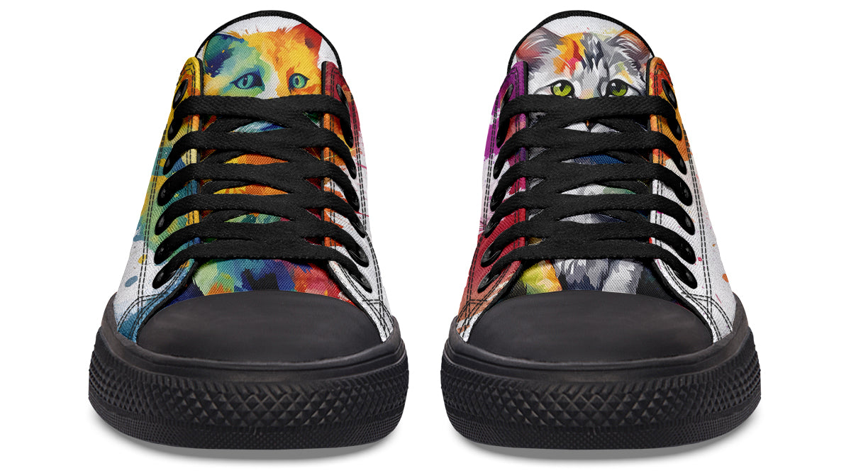 Kitty On My Foot Low Tops (Wide)