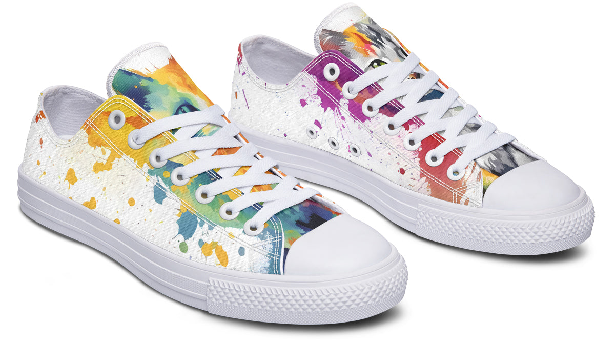 Kitty On My Foot Low Tops (Wide)