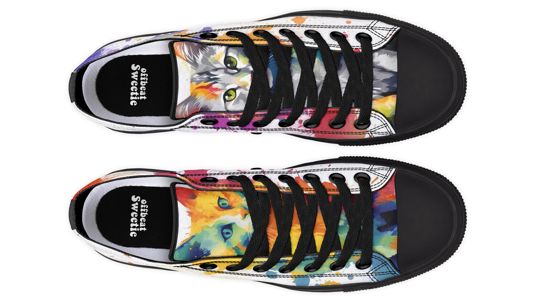 Kitty On My Foot Low Tops (Wide)