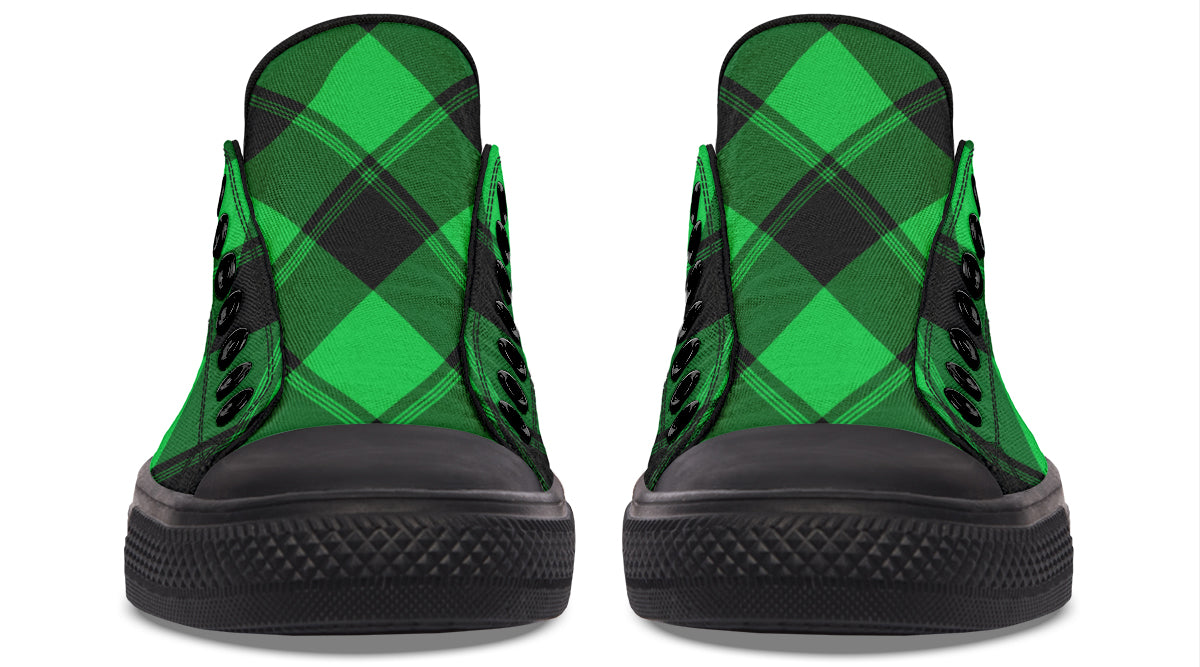 Lucky Green Plaid Low Tops (Wide)