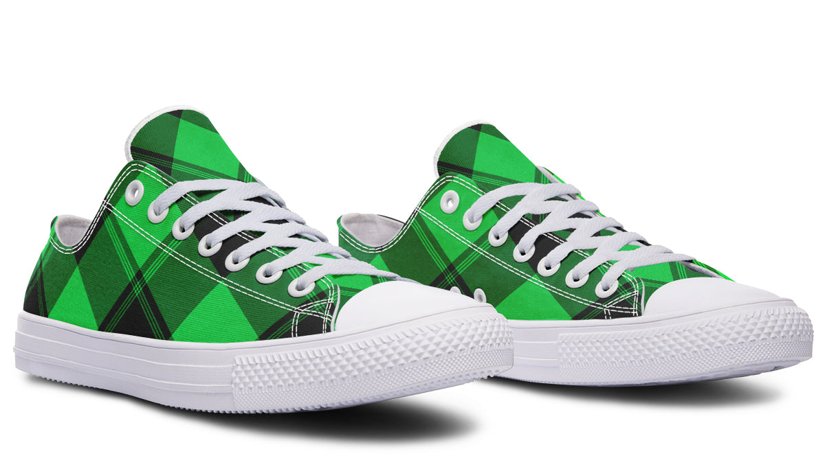 Lucky Green Plaid Low Tops (Wide)